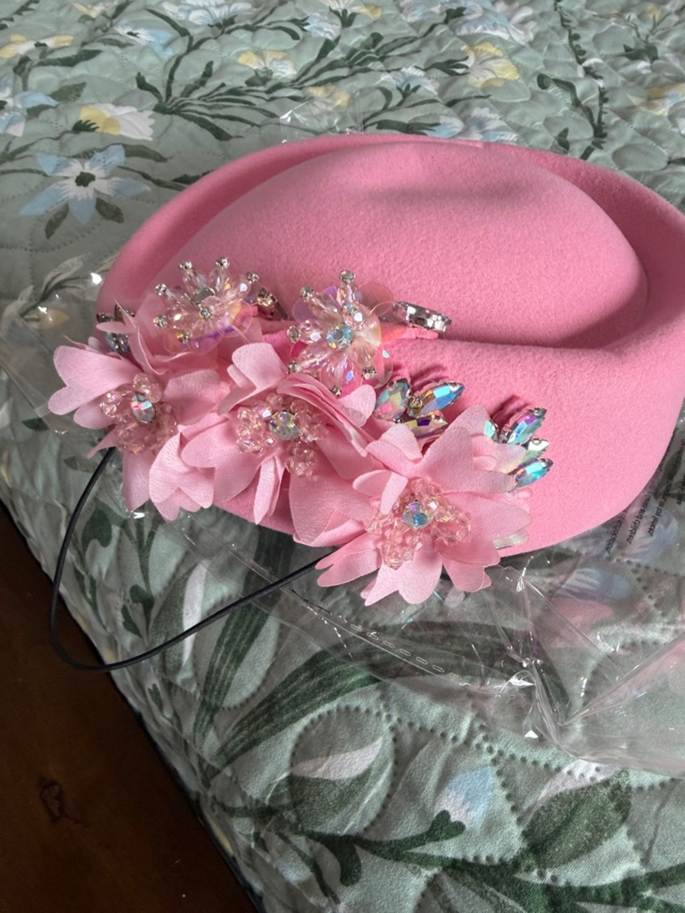 Decorative Pink Floral Womens Hat